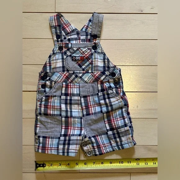 Cute summer overall shorts for baby 12-18m plaid - Picture 4 of 10
